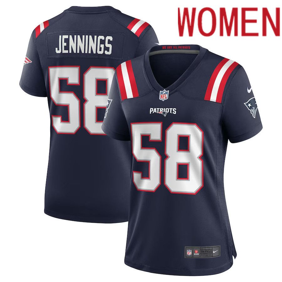Women New England Patriots #58 Anfernee Jennings Nike Navy Team Game NFL Jersey->women nfl jersey->Women Jersey